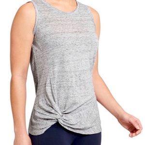 Athleta Linen Zephyr Knot Top Grey S